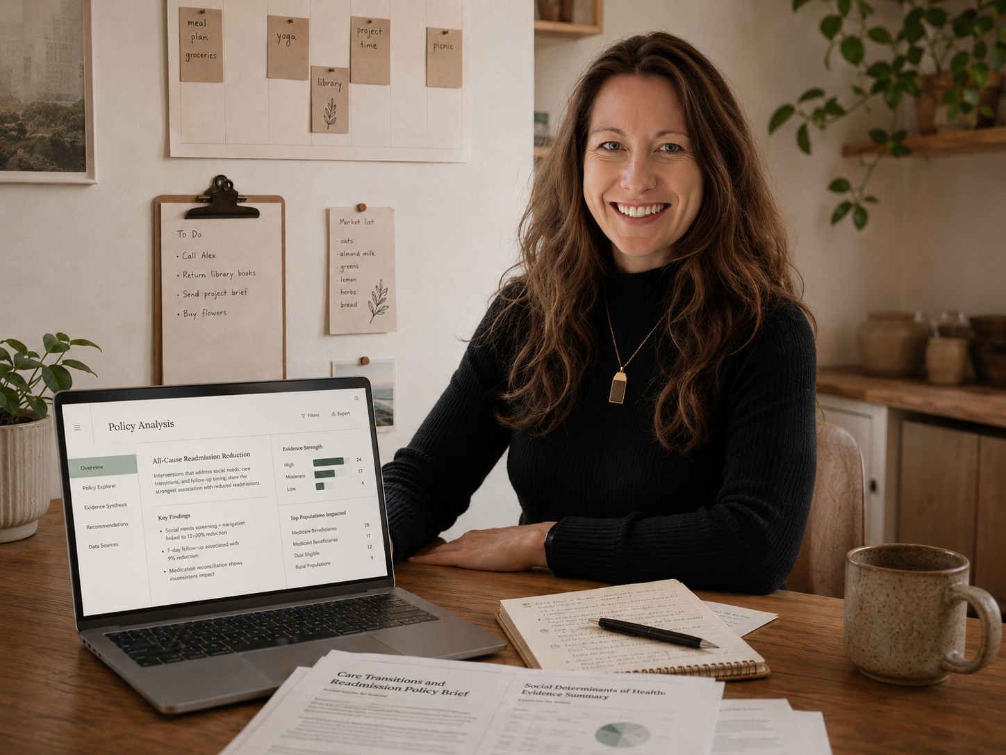 Christine Galligan with a laptop showing the CG Advocacy policy AI prototype.